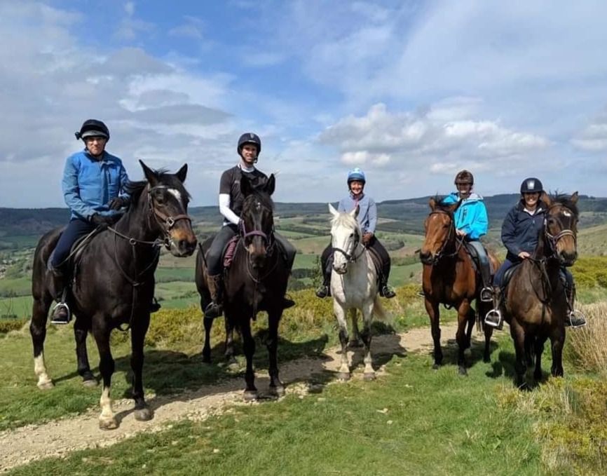 A group of riders enjoying an outing from Bilsdale Riding Centre.